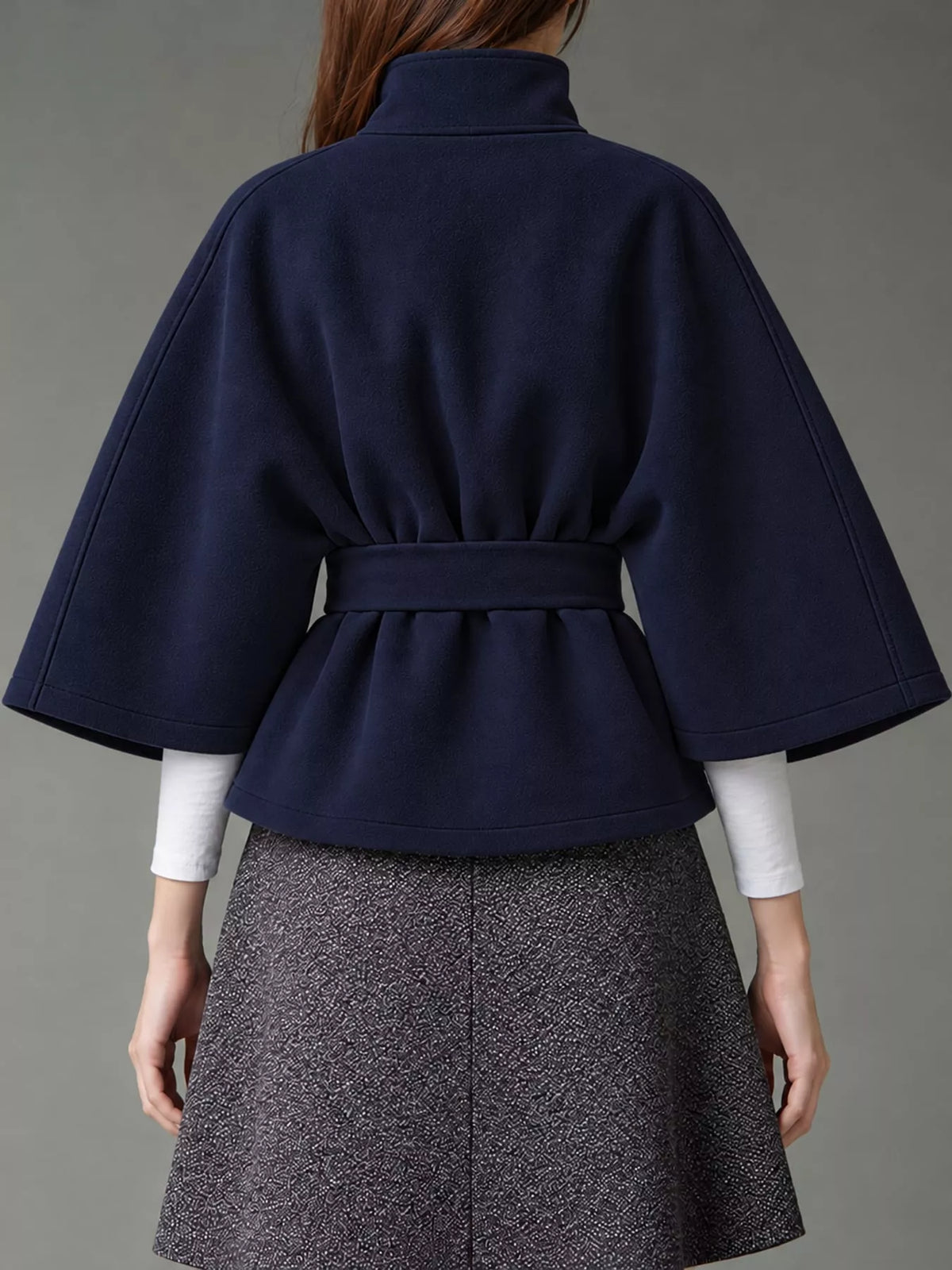 belt button detail outerwear | dropsona polyester 95% - neutral - close-up detail