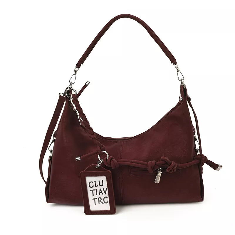 knot-detail shoulder bag – stylish sling | dropsona - neutral - close-up detail