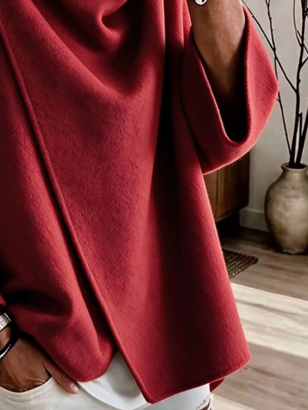 full size asymmetric cowl neck cape plus | dropsona - neutral - usage example