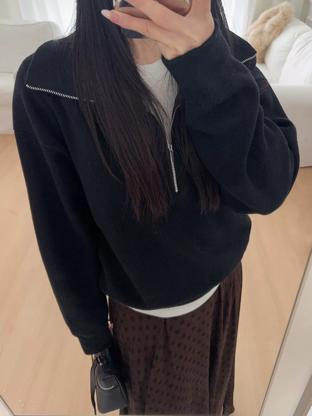 half-zip dropped shoulder sweater – zipper fit | dropsona - neutral - usage example