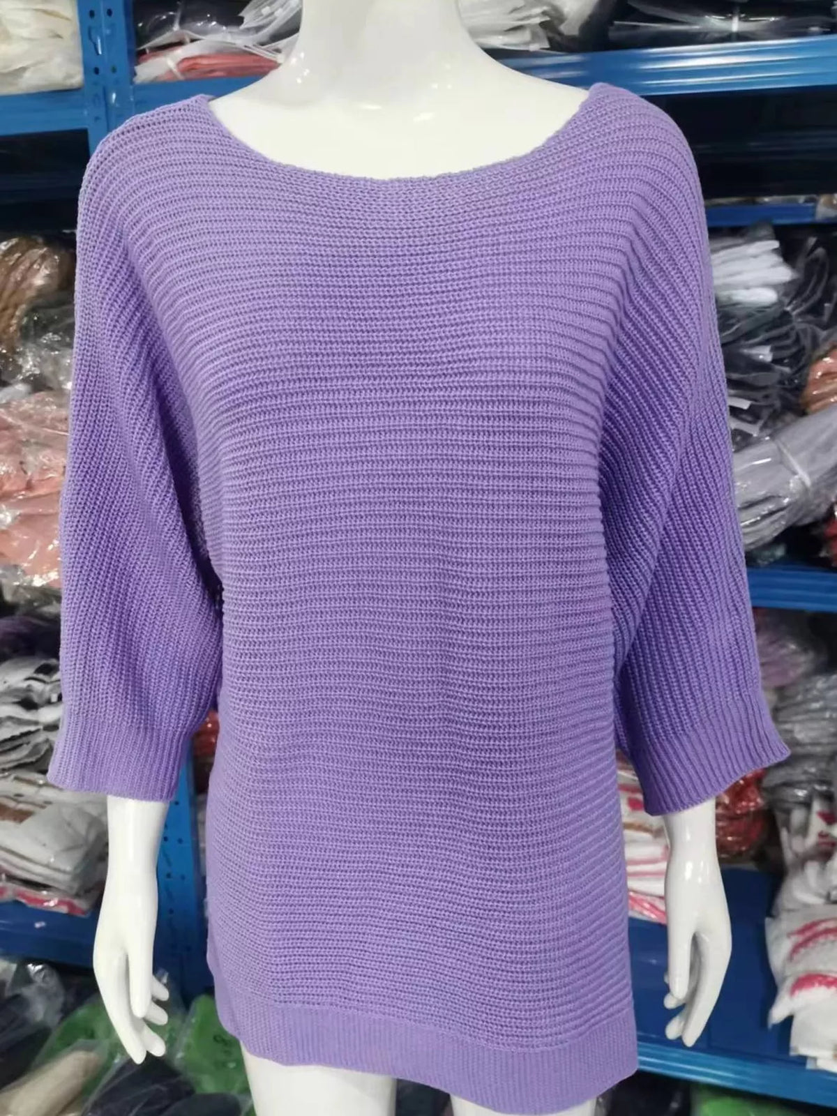 full size boat neck 3/4 sleeve sweater plus | dropsona - neutral - size reference