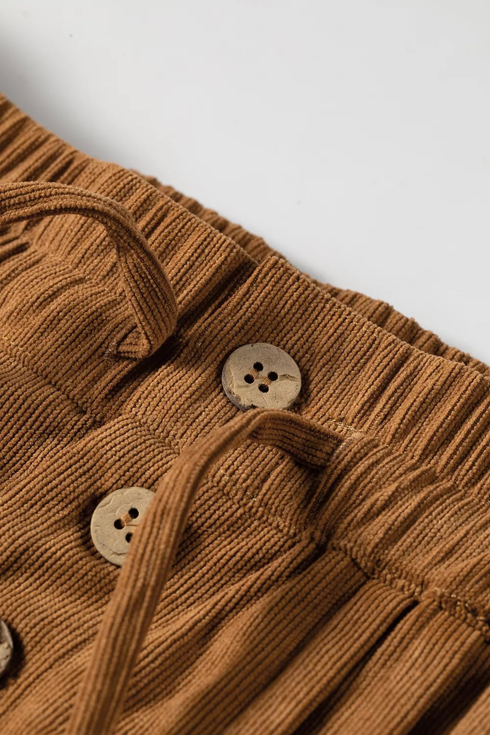 elastic waist wooden button placket ankle length wide | dropsona - neutral - packaging