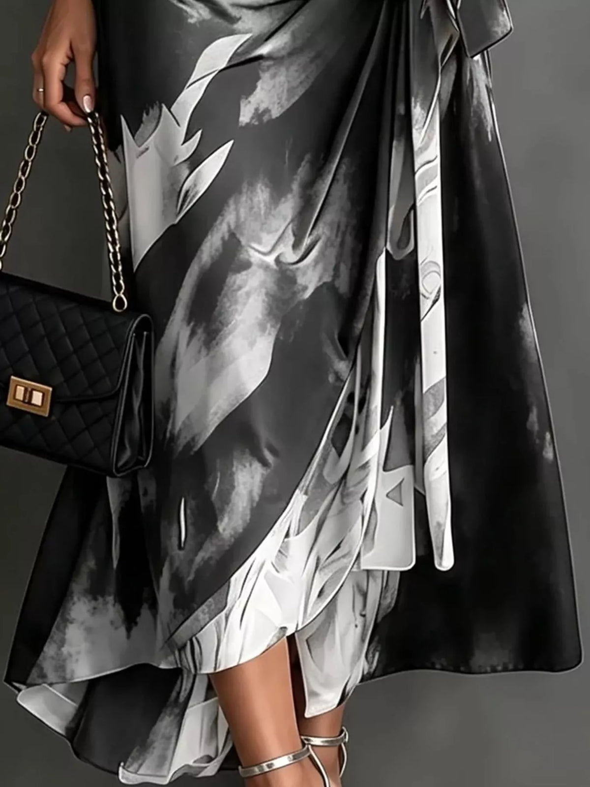 tie detail surplice dress | dropsona - neutral - packaging