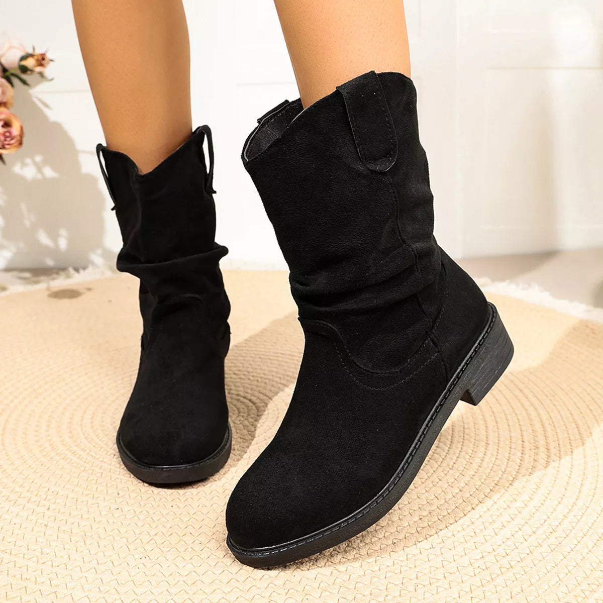 round toe slouchy boots – dear monkey | dropsona - neutral - packaging