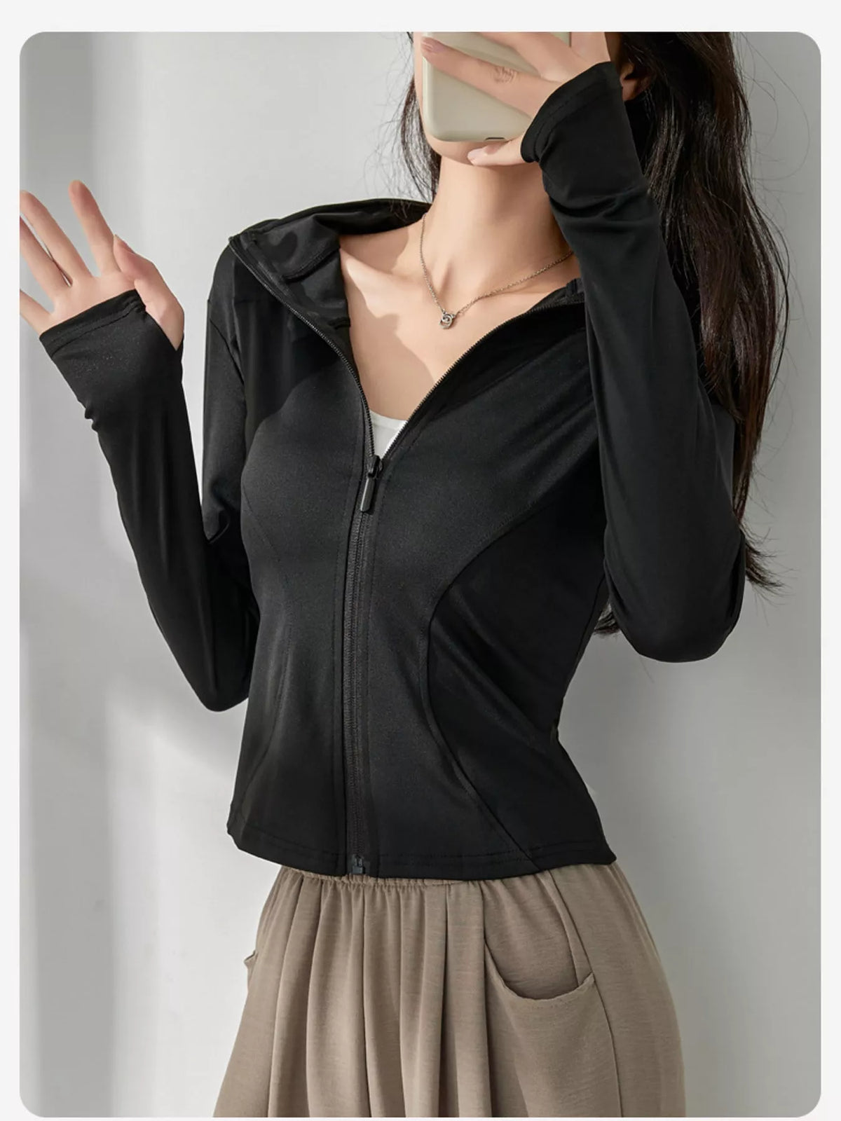 slim-fit quick-dry active outerwear | dropsona - neutral - usage example