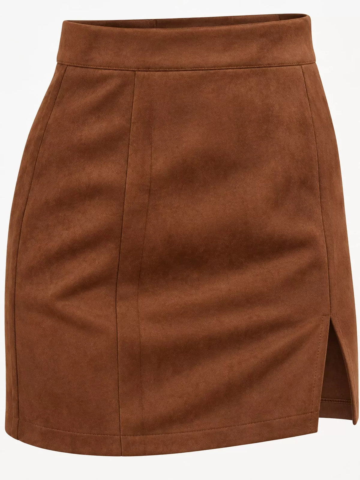 high-waisted slit skirt – zipper, slit, seam detail | dropsona - neutral - packaging