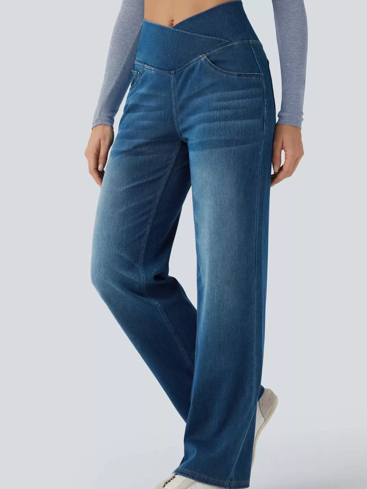 cat's whisker high-waisted cross-over waistband | dropsona - neutral - material texture