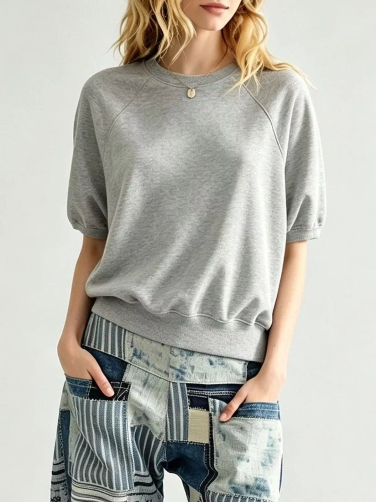 full size raglan short-sleeve sweatshirt plus | dropsona - neutral - size reference