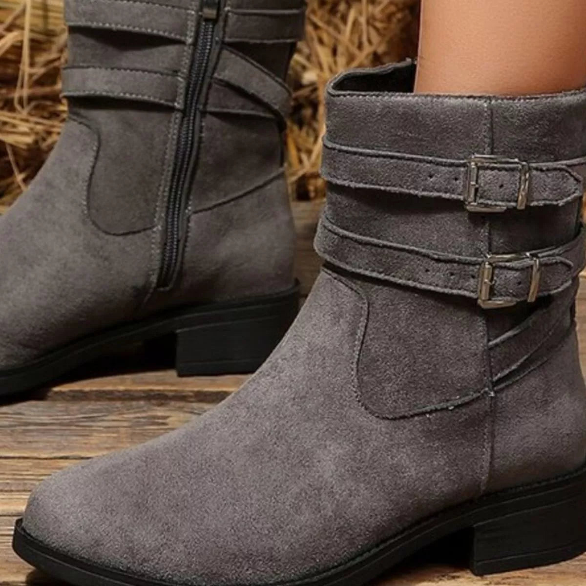 round toe block heels boots – dear monkey | dropsona - neutral - usage example