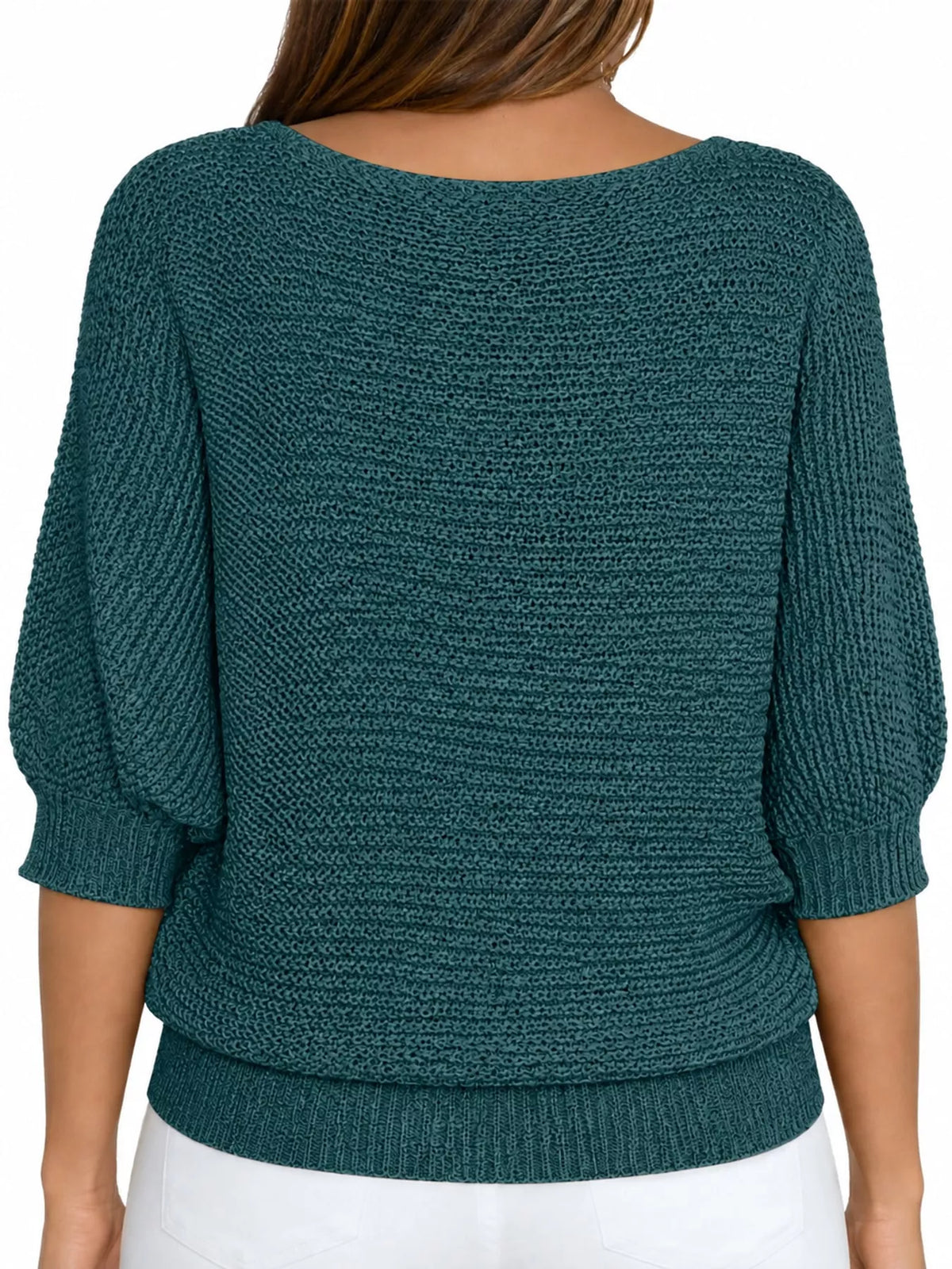 full size boat neck 3/4 sleeve sweater plus | dropsona - neutral - usage example