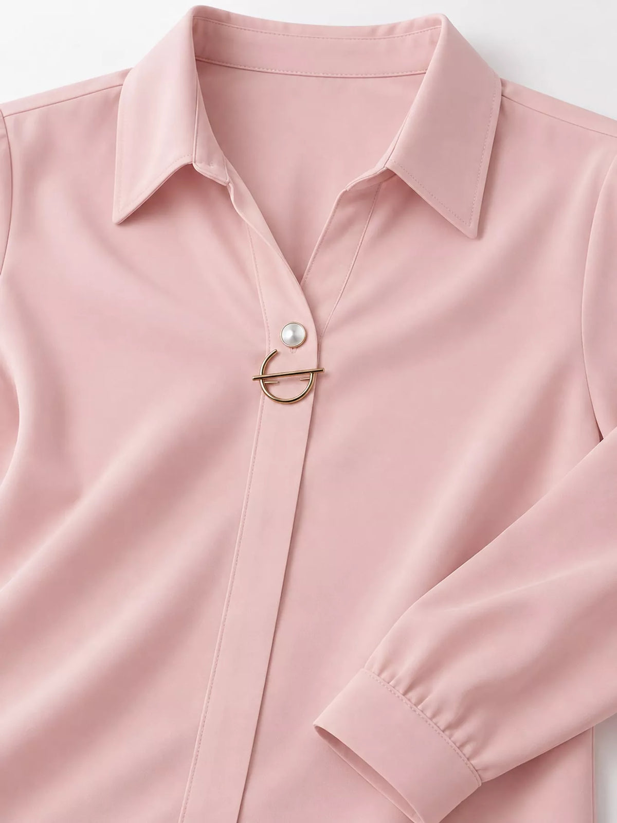 long sleeve satin blouse | dropsona - neutral - front view
