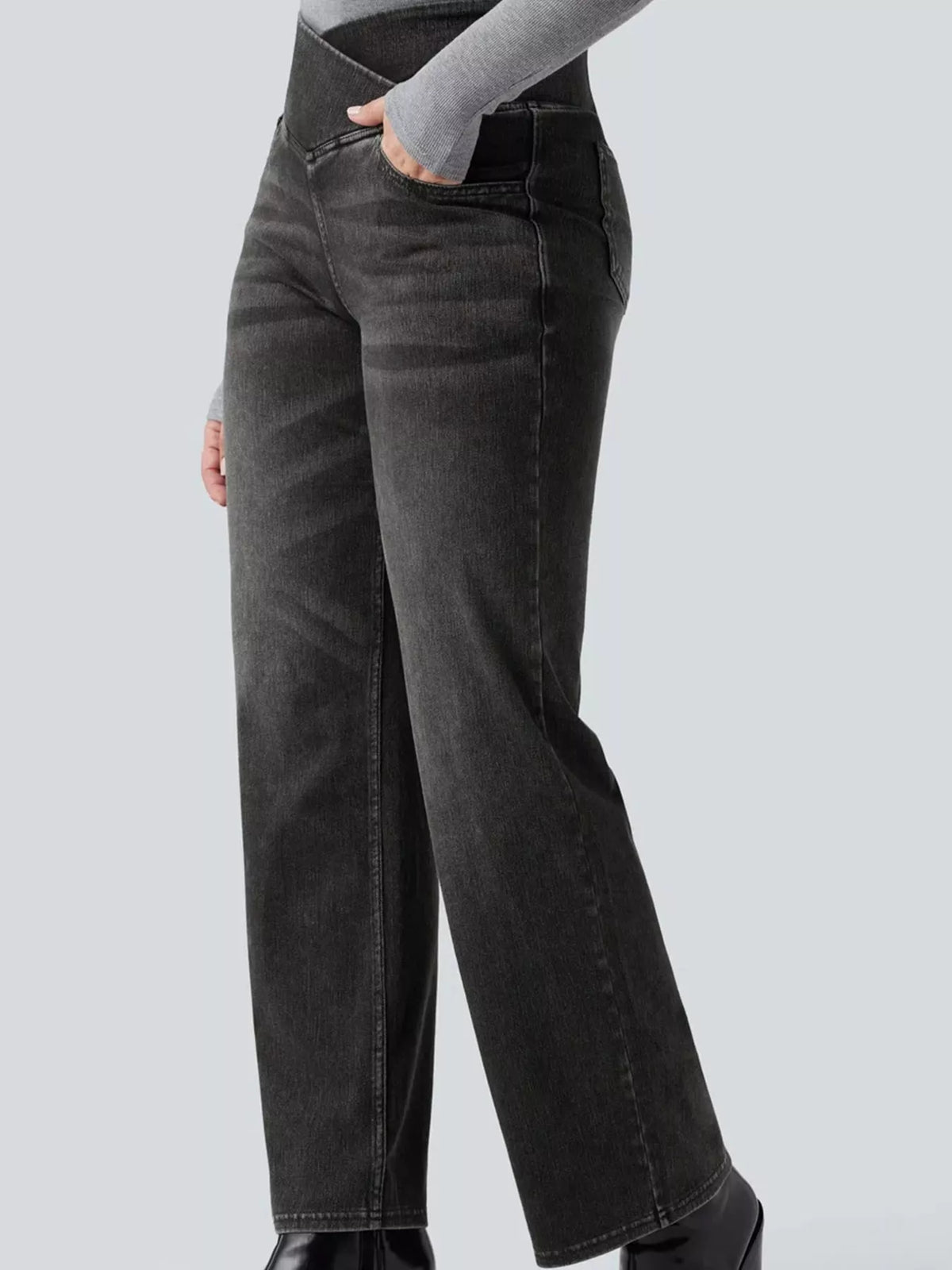 cat's whisker high-waisted cross-over waistband | dropsona - neutral - front view