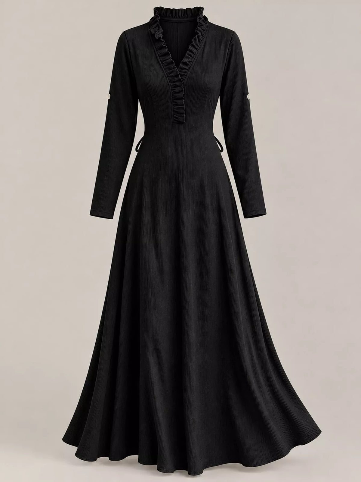 full size frill roll-up sleeve maxi dress plus | dropsona - neutral - size reference