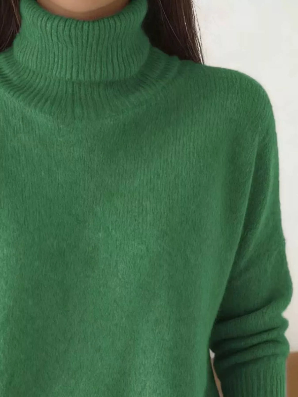 turtleneck long sleeve sweater – basic style | dropsona - neutral - material texture
