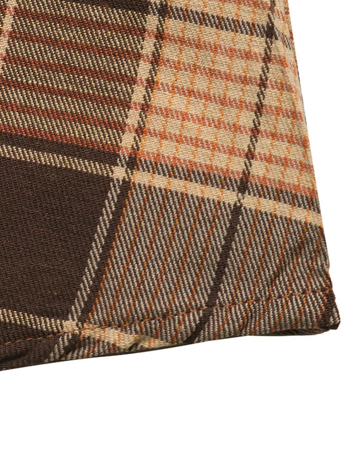 corduroy patchwork plaid midi dress – buttoned,belted | dropsona - neutral - close-up detail