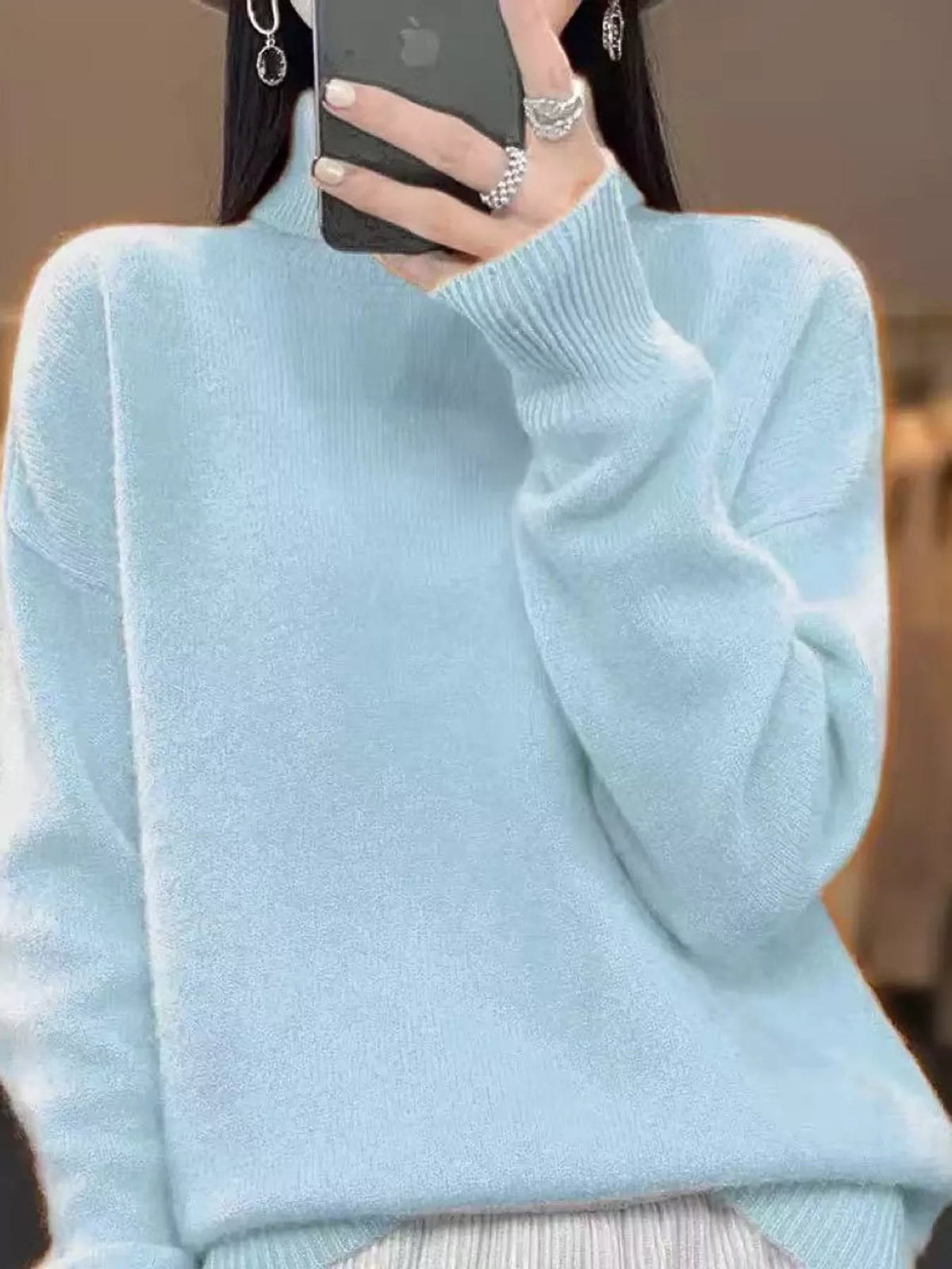 turtleneck dropped shoulder sweater | dropsona - neutral - packaging