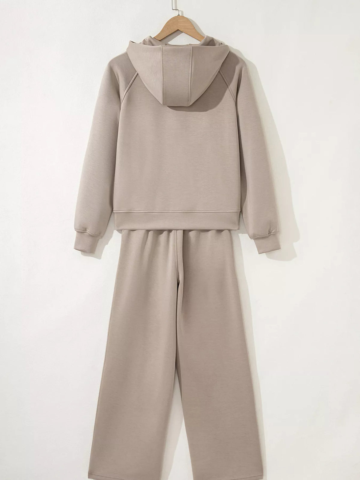 half zip long sleeve hoodie and pants 2pcs outfit | dropsona - neutral - size reference