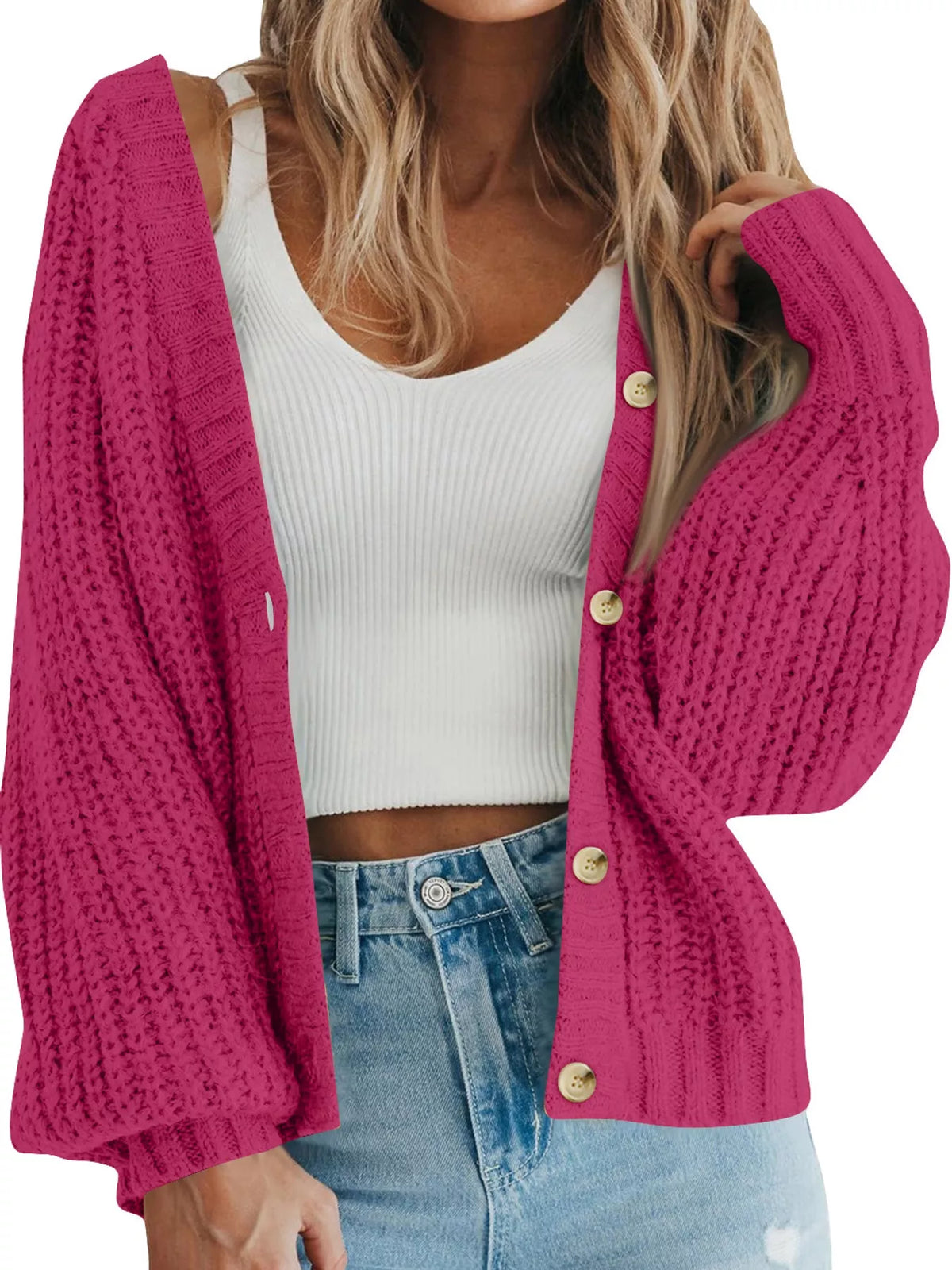 full size chunky knit button-down cardigan plus | dropsona - neutral - material texture