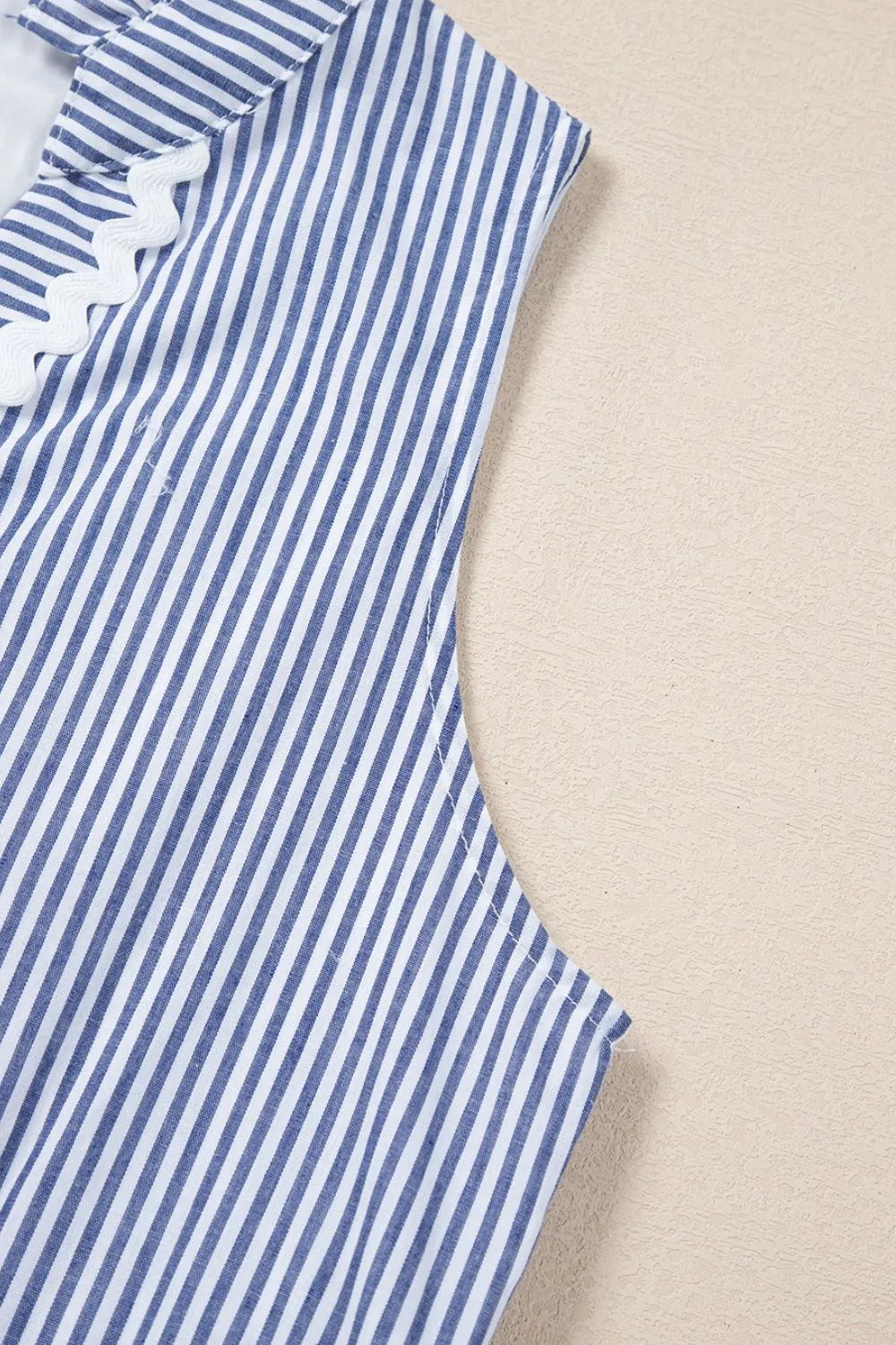 stripe sleeveless notched ric rac mini dress - close-up detail