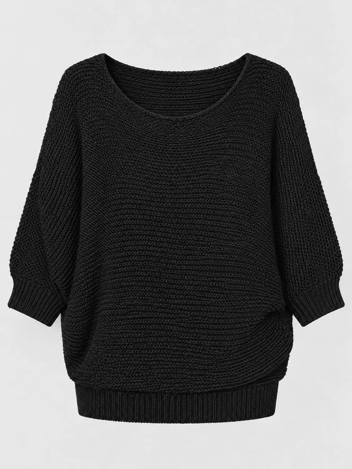 full size boat neck 3/4 sleeve sweater plus | dropsona - neutral - material texture