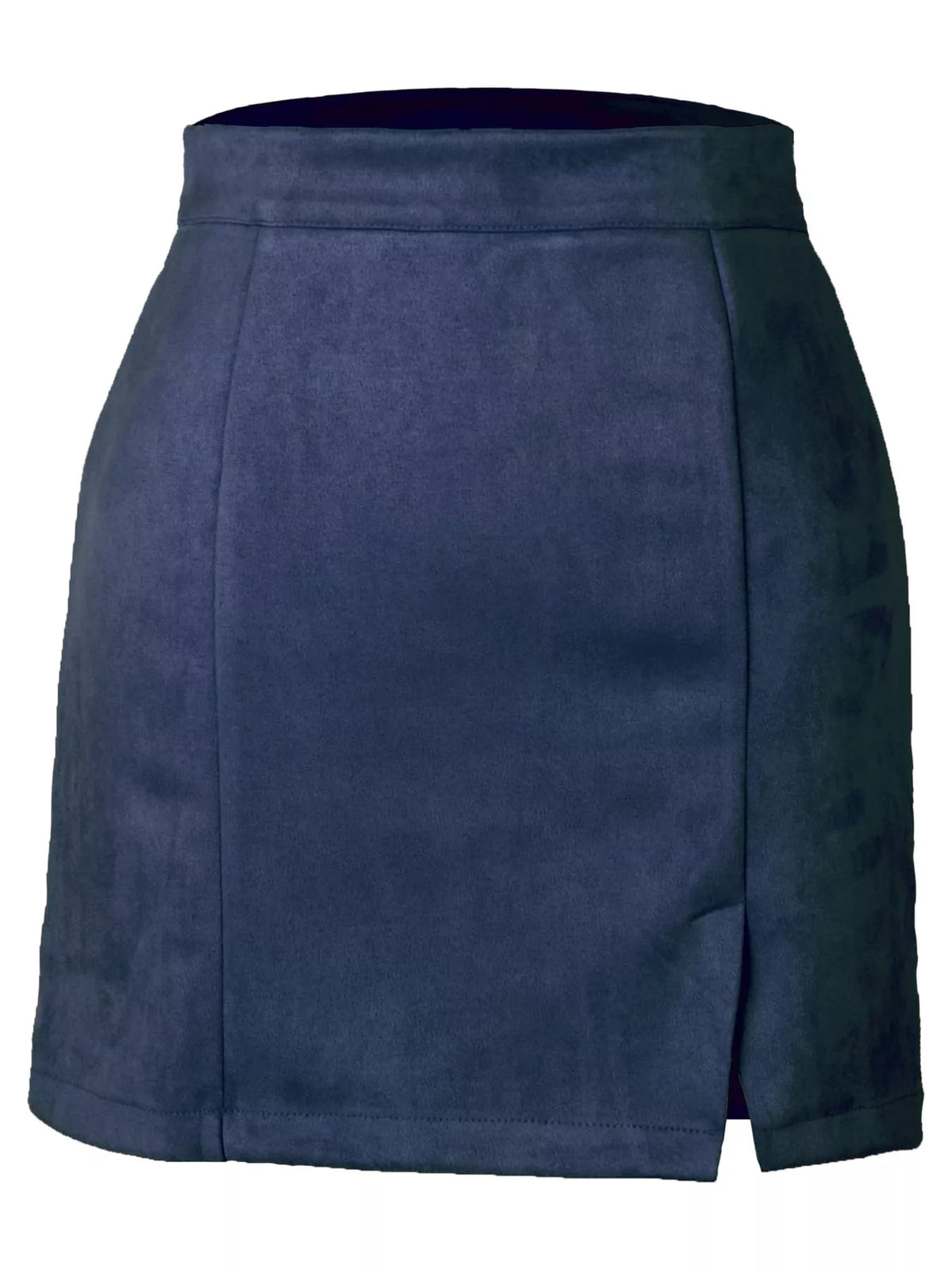 high-waisted slit skirt – zipper, slit, seam detail | dropsona - neutral - front view