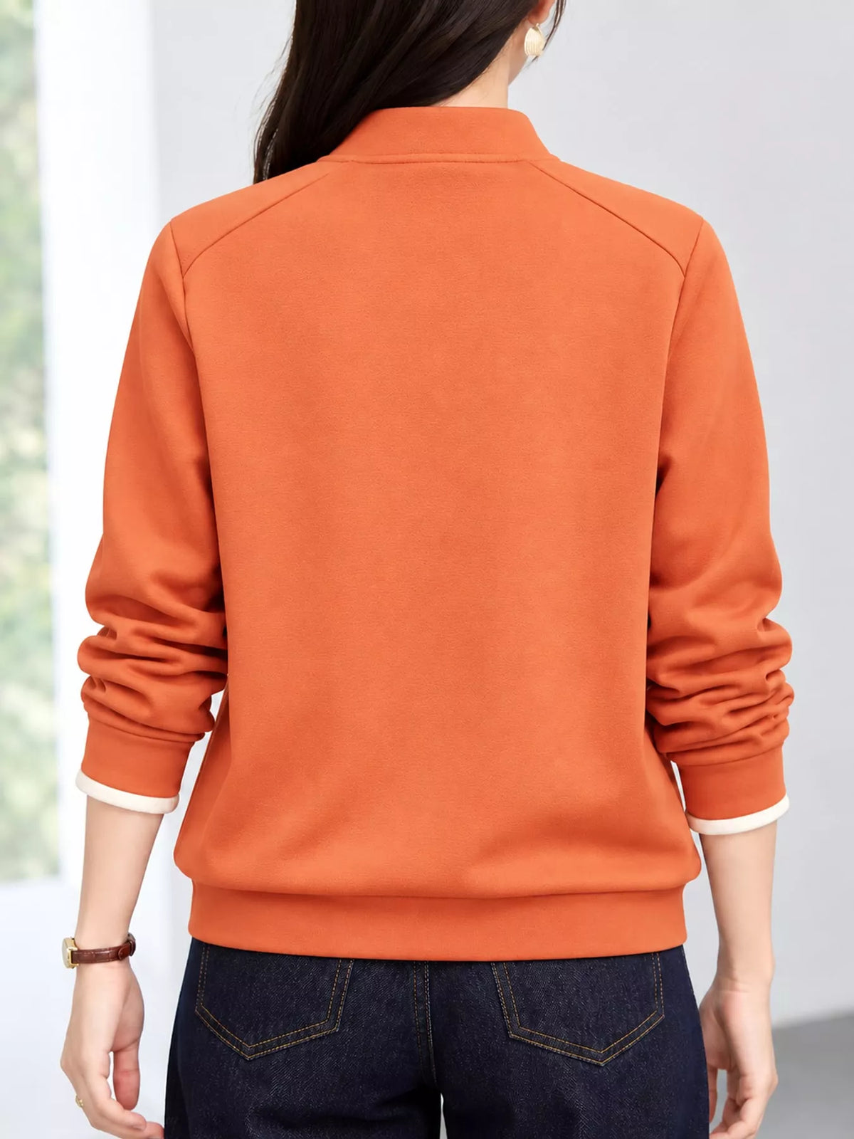 plus size quarter-zip sweatshirt with contrast collar | dropsona - neutral - usage example