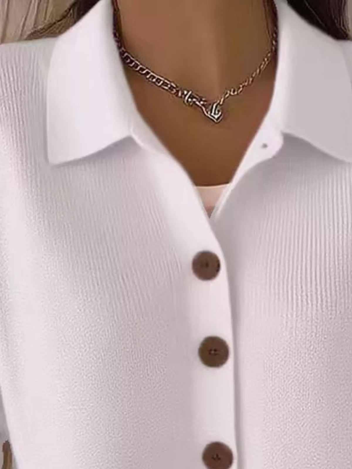 full size collared button-down knit cardigan plus | dropsona - neutral - size reference
