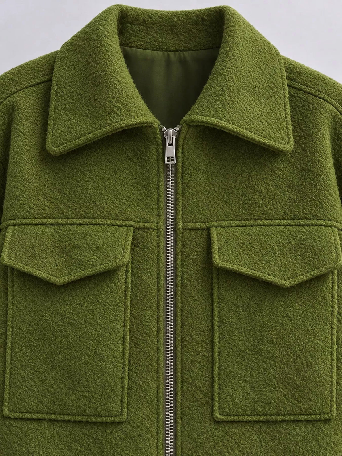 zip up cropped jacket – zipper,pocketed fit | dropsona - neutral - size reference