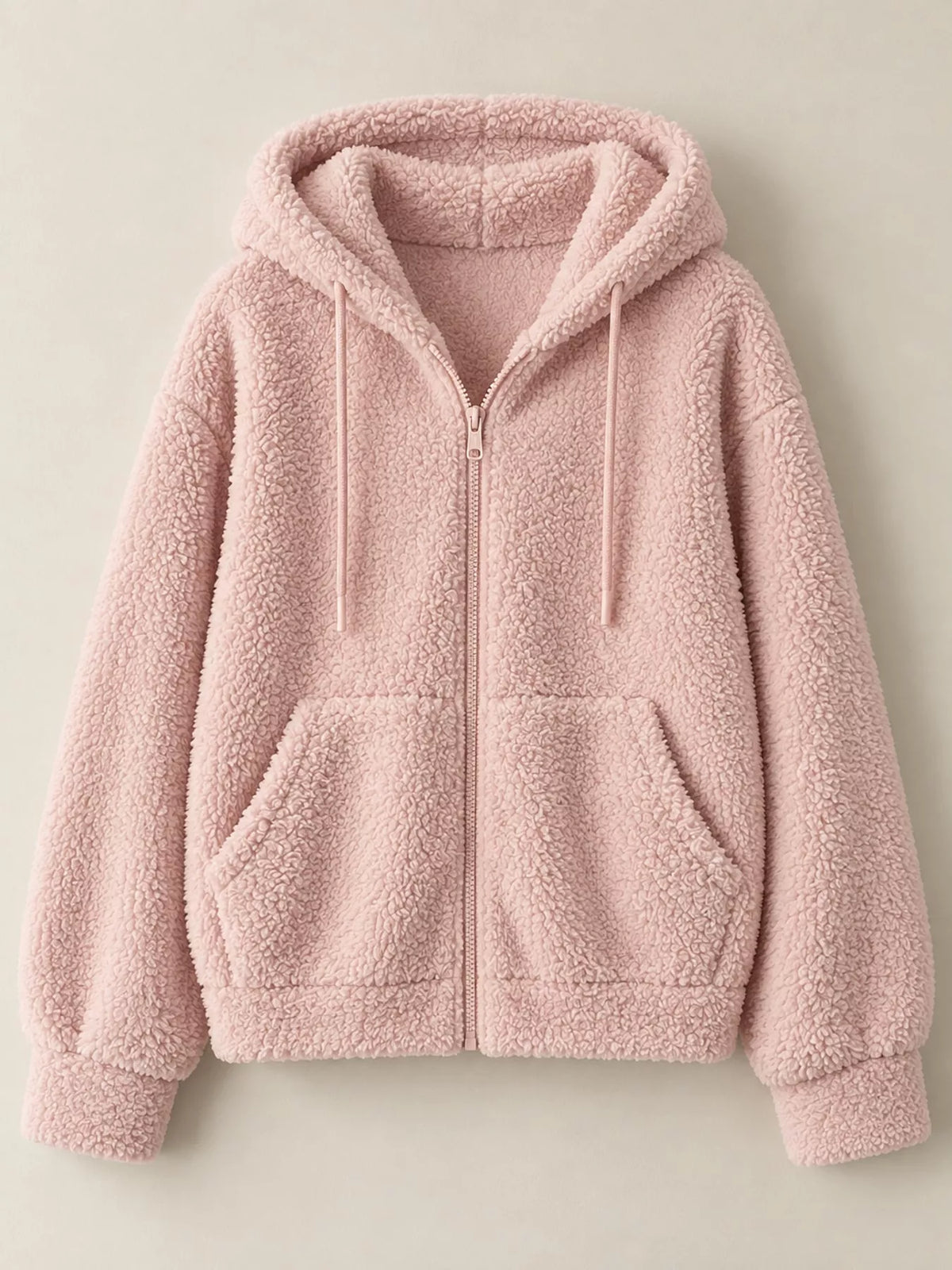 oversized sherpa zip-up hoodie | dropsona - neutral - packaging