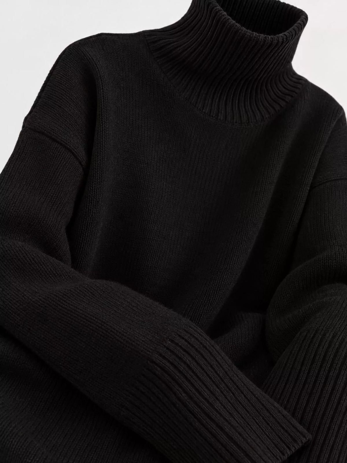 turtleneck dropped shoulder sweater | dropsona - neutral - usage example