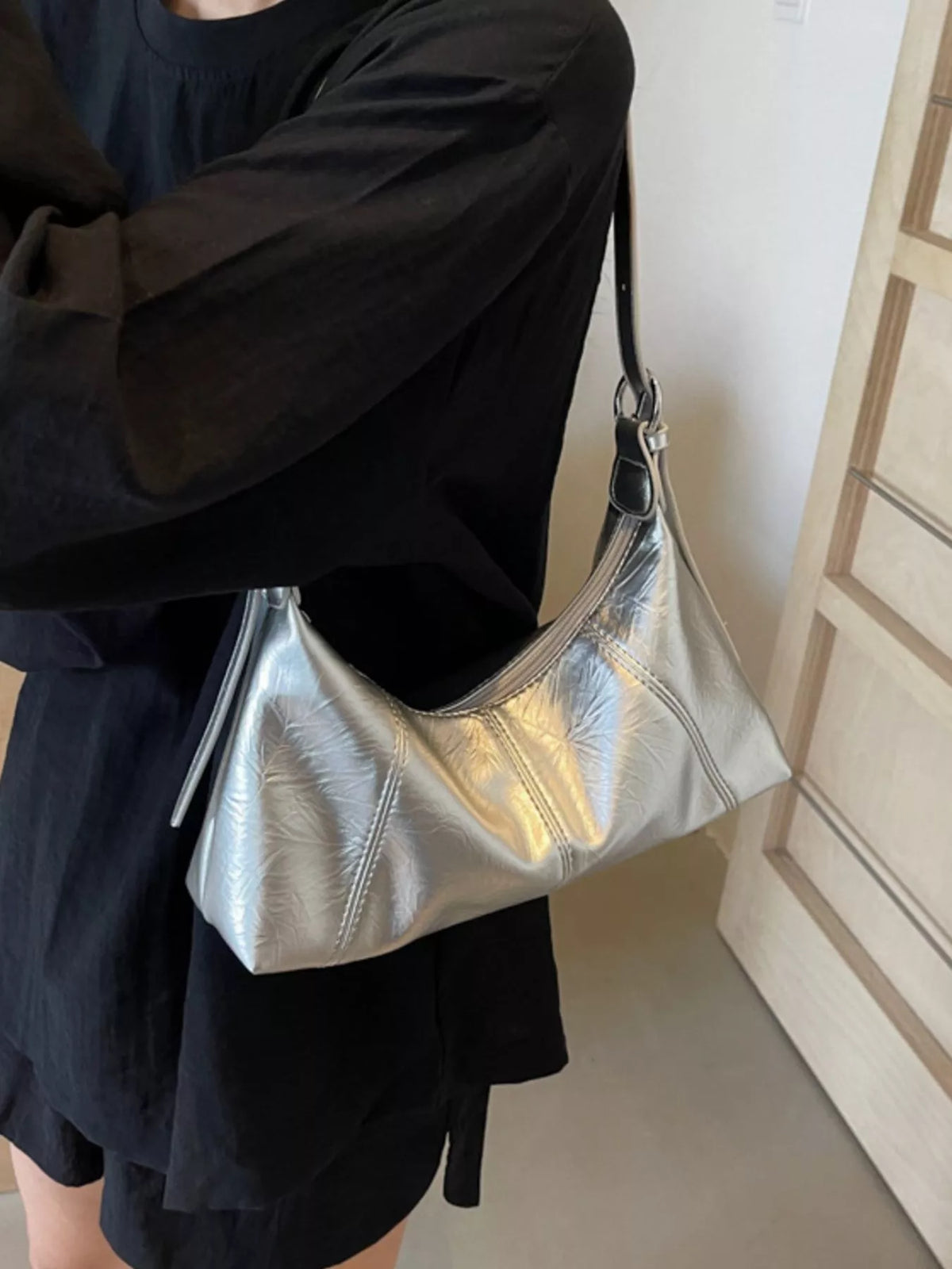 pu leather shoulder bag – stylish sling | dropsona - neutral - front view
