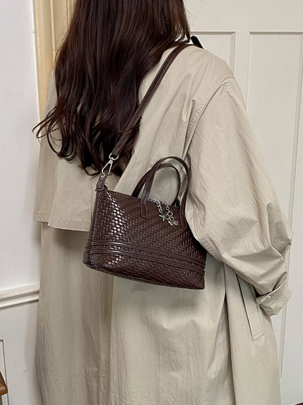 woven texture crossbody bag – stylish sling | dropsona - neutral - material texture