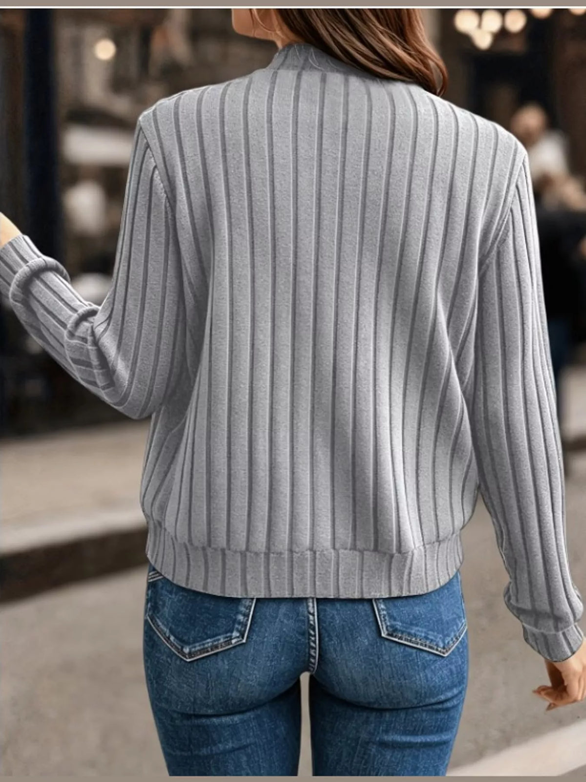 ribbed knit zip-up bomber jacket – zipper,ribbed fit | dropsona - neutral - packaging