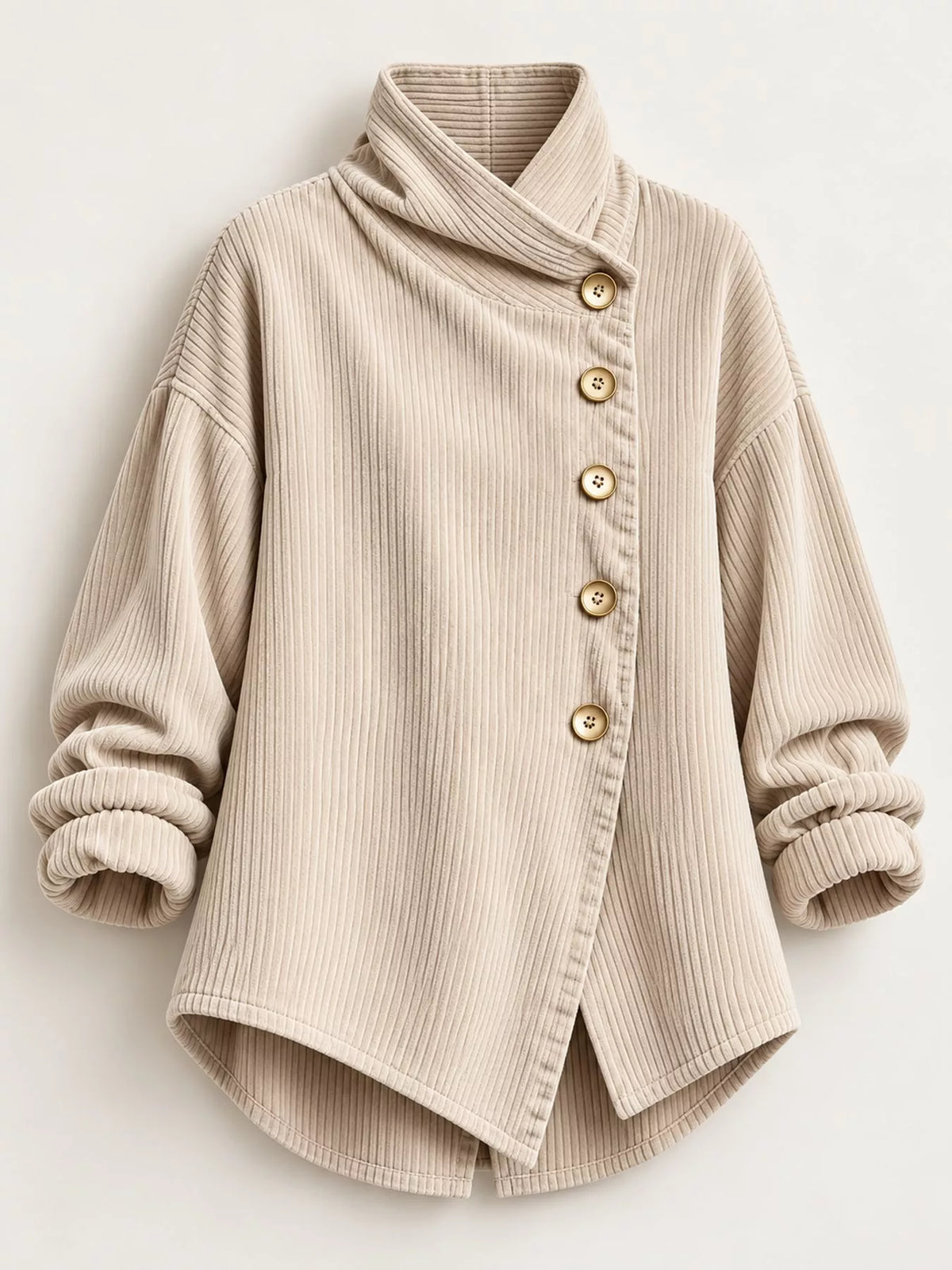 full size asymmetric button-down corduroy jacket plus | dropsona - neutral - size reference