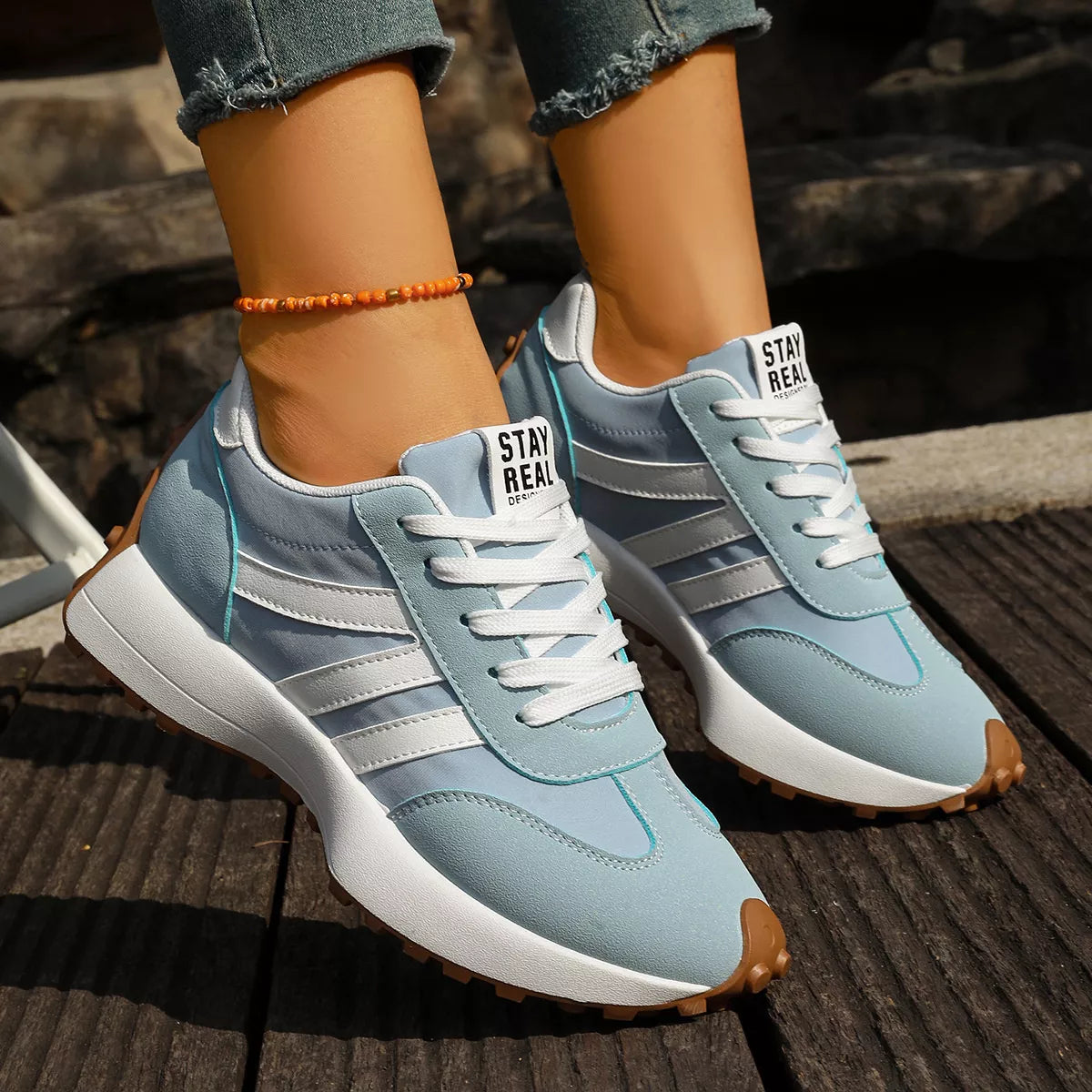 round toe lace up sneakers – modern steps | dropsona - neutral - packaging