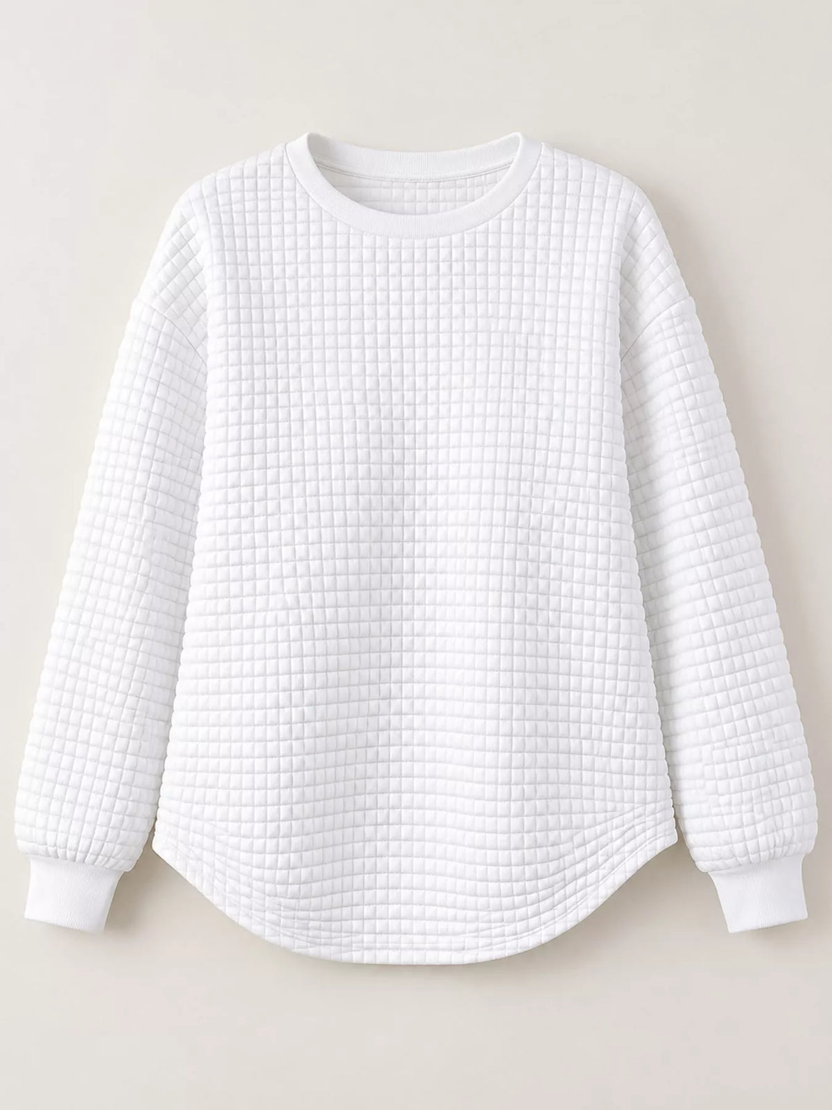 plus size textured waffle knit crew neck sweatshirt | dropsona - neutral - usage example