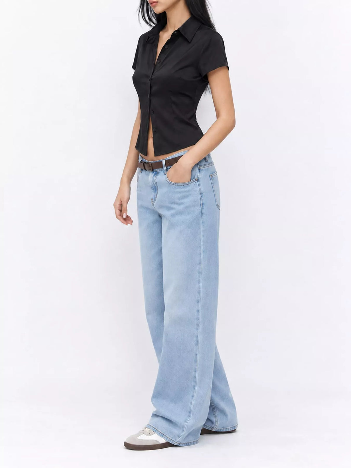 satin short sleeve button-down shirt | dropsona - neutral - packaging
