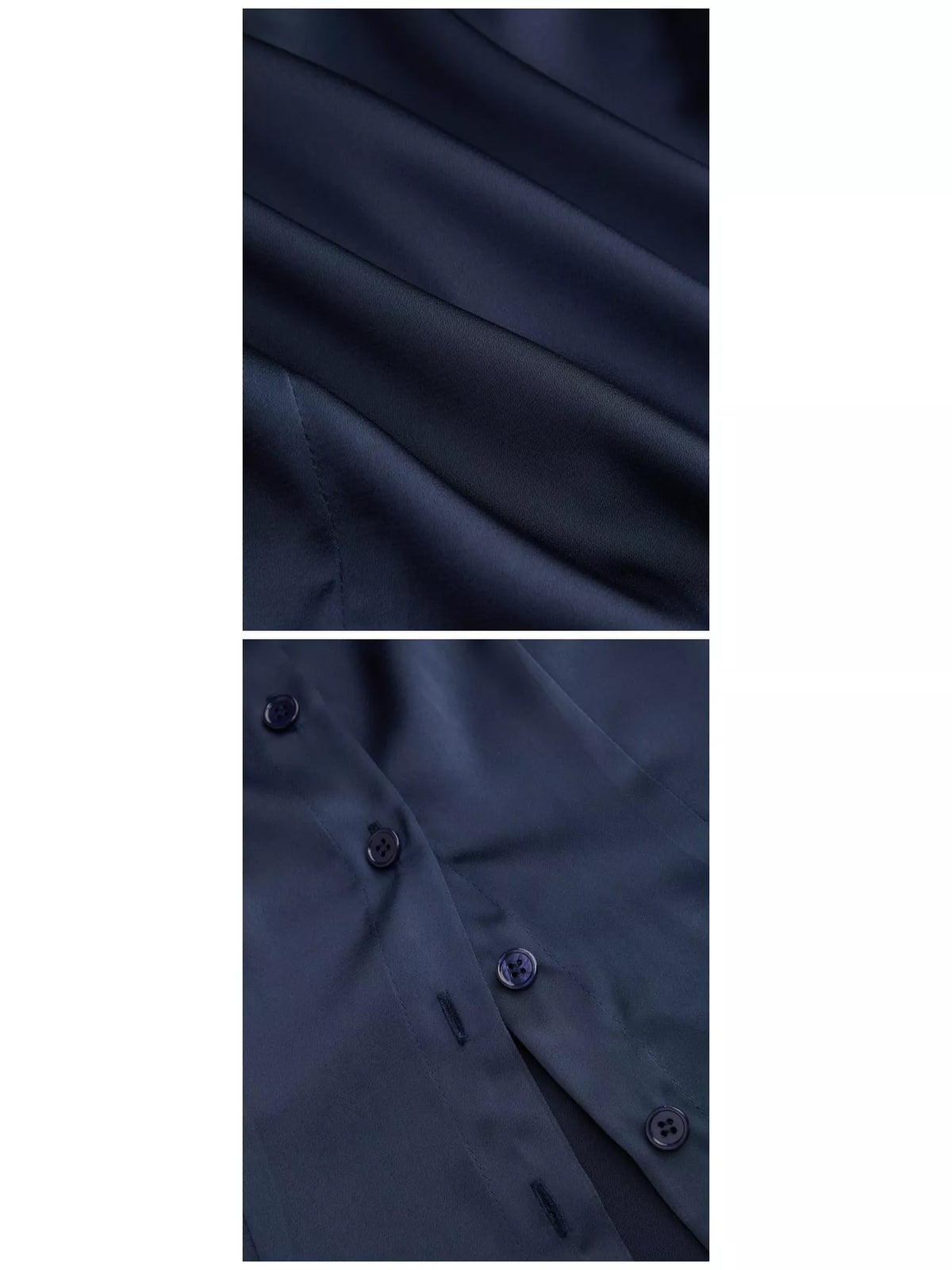 satin short sleeve button-down shirt | dropsona - neutral - close-up detail
