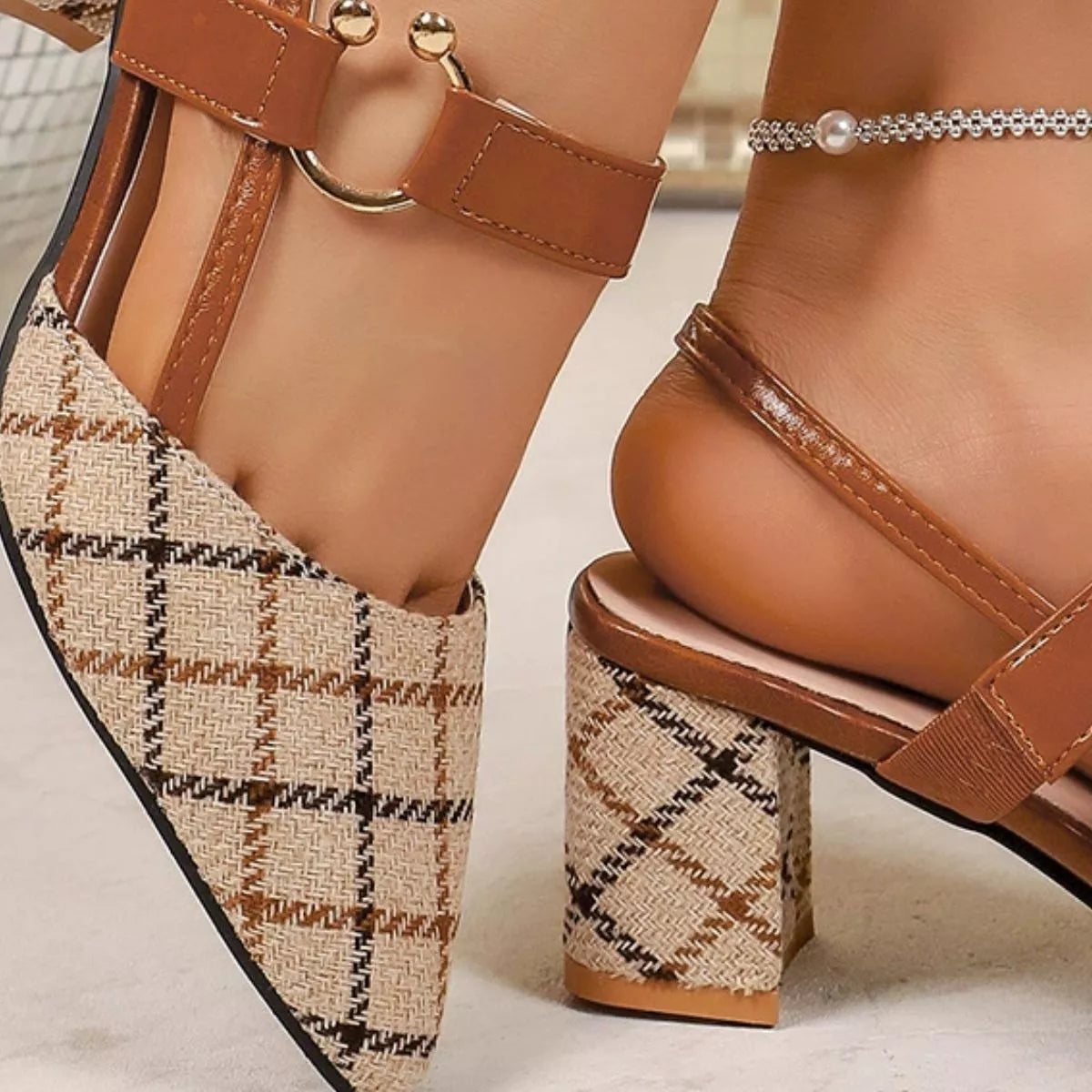 point toe block heels sandals – dear monkey | dropsona - neutral - front view