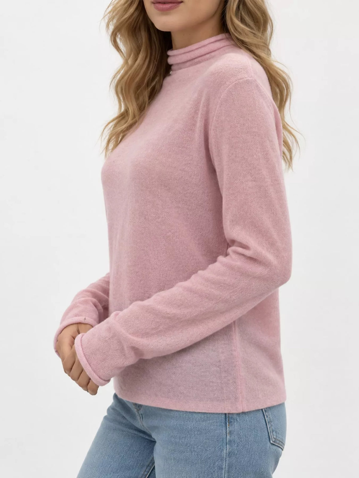 sheer turtleneck knit top | dropsona - neutral - material texture