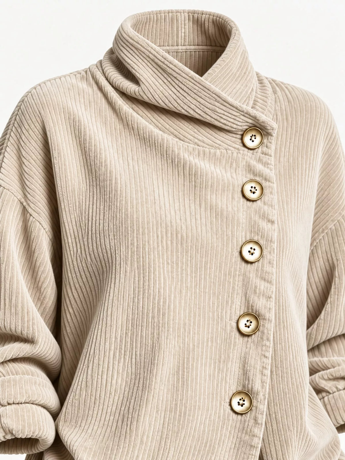 full size asymmetric button-down corduroy jacket plus | dropsona - neutral - usage example