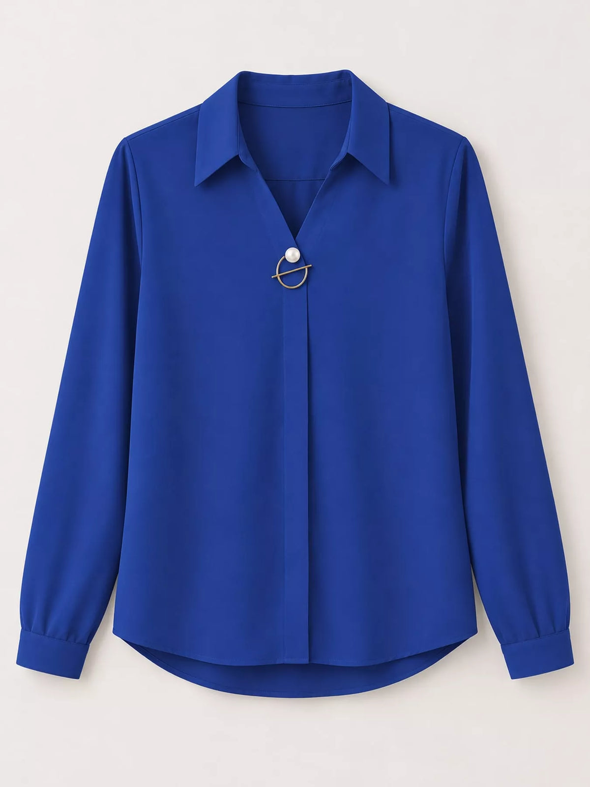 long sleeve satin blouse | dropsona - neutral - front view