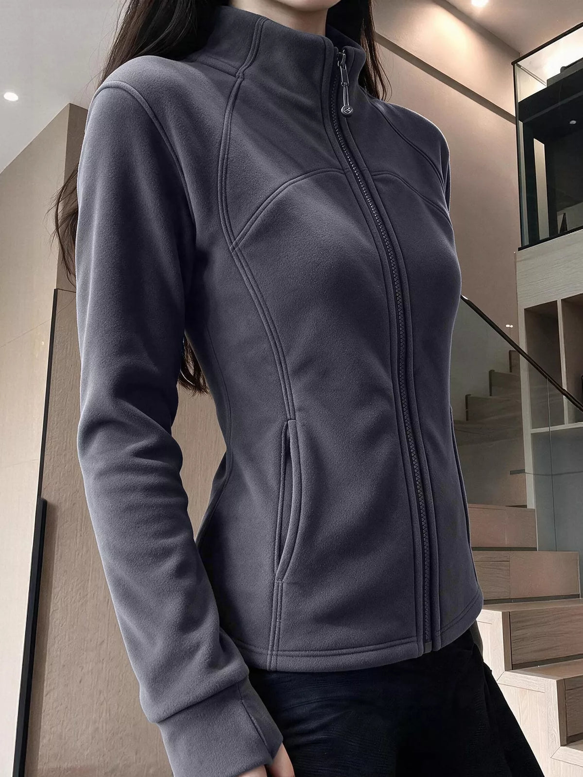 slim-fit full-zip active outerwear | dropsona - neutral - usage example