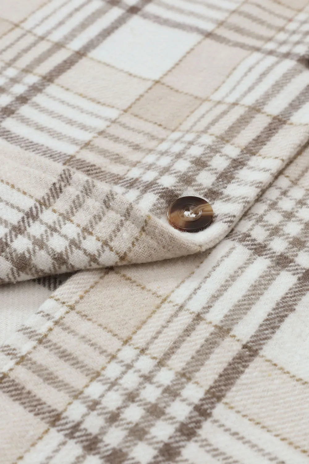 plaid removable hood button up shacket – basic style | dropsona - neutral - usage example