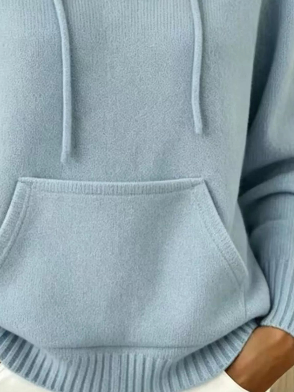 full size drawstring kangaroo pocket hooded sweater | dropsona - neutral - usage example