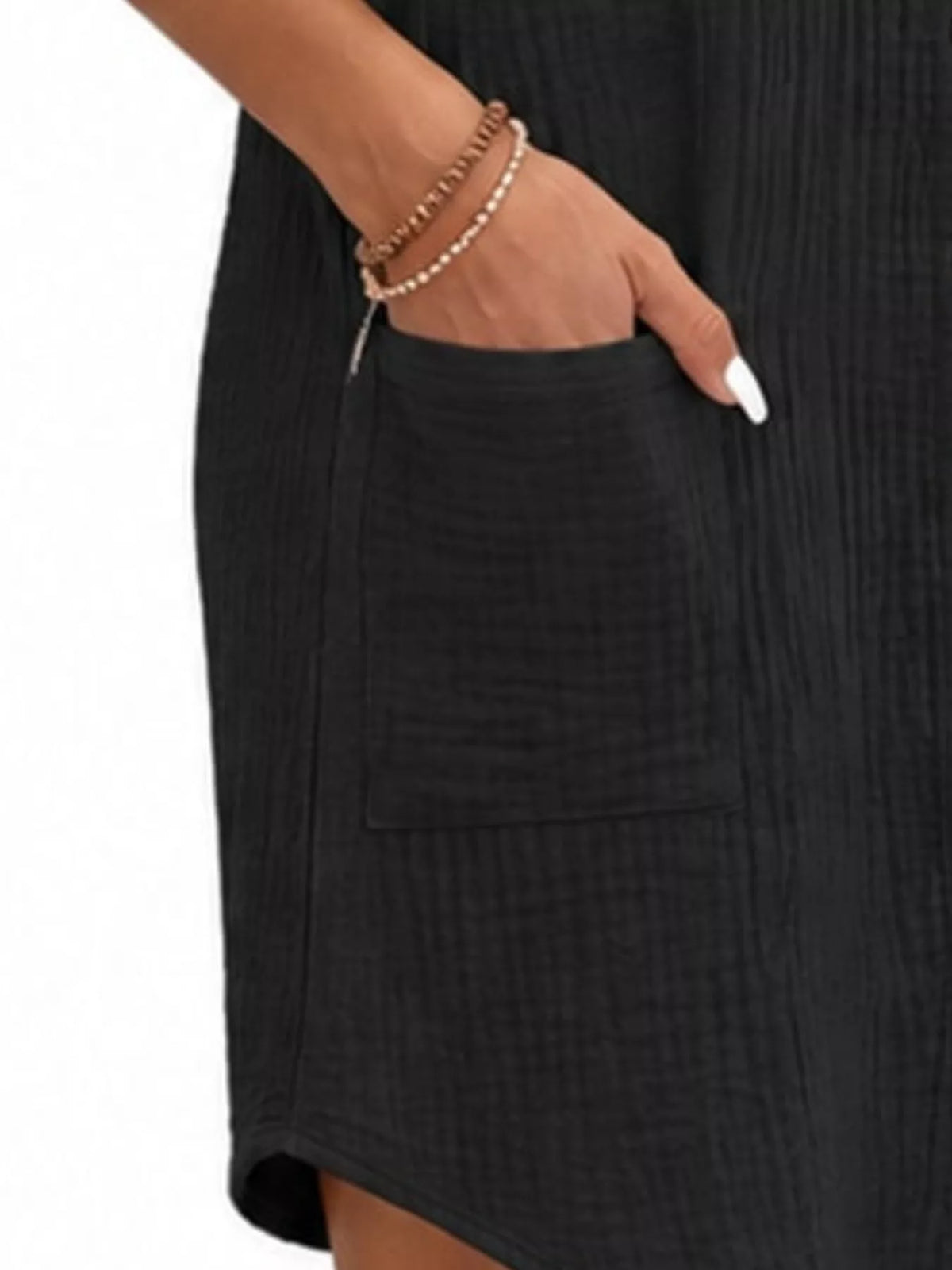 full size button-down textured shirt dress with | dropsona - neutral - front view