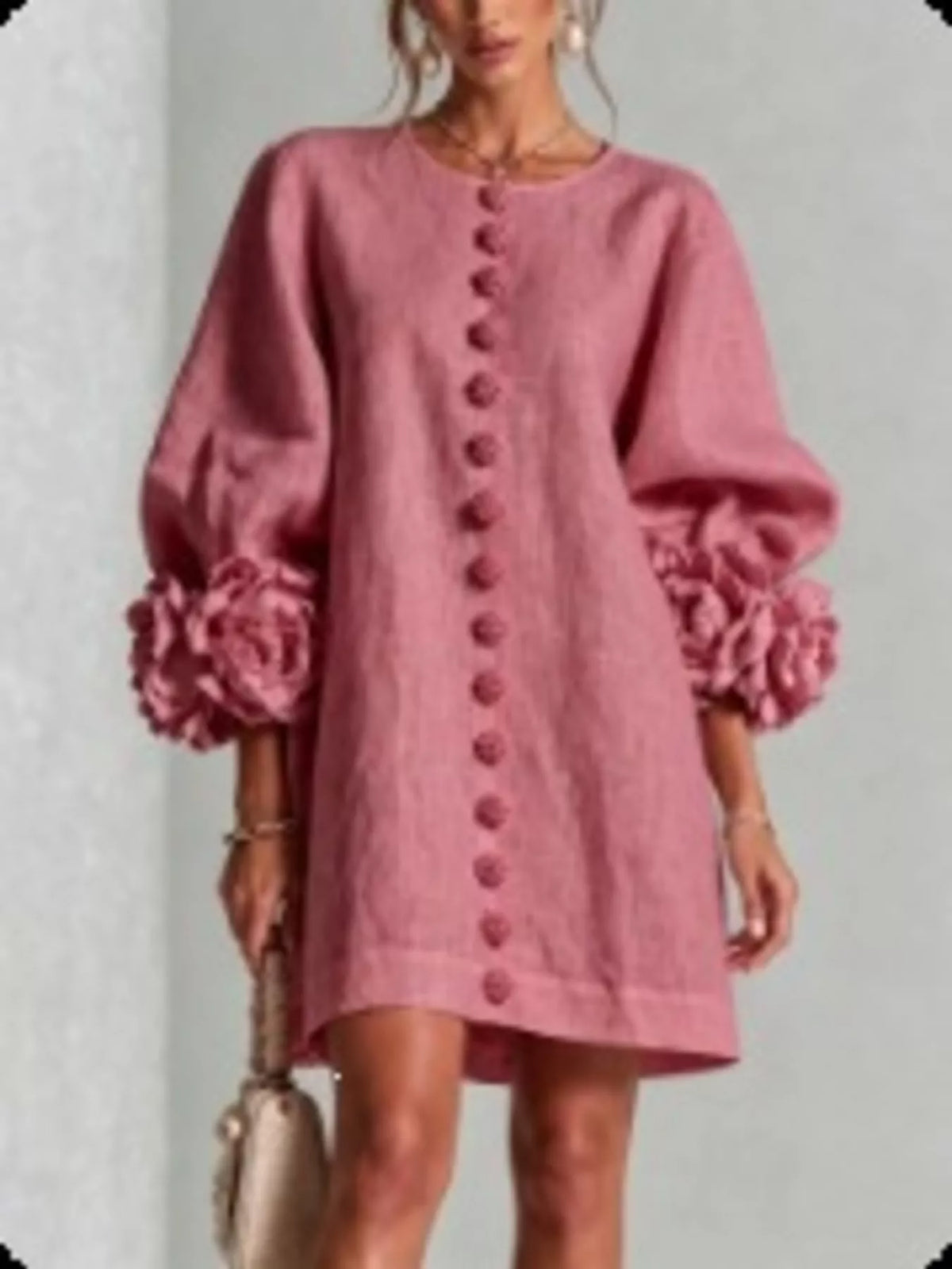 full size 3d floral sleeve round neck dress plus | dropsona - neutral - packaging
