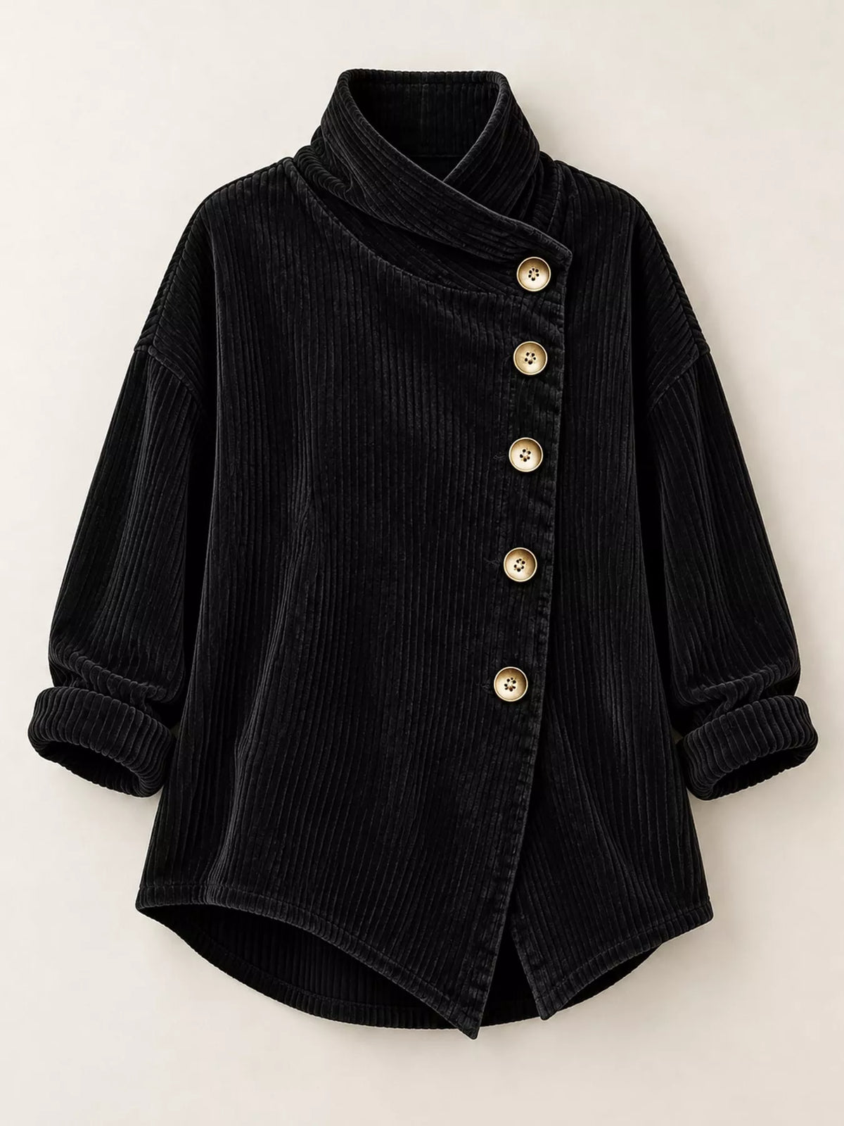 full size asymmetric button-down corduroy jacket plus | dropsona - neutral - size reference
