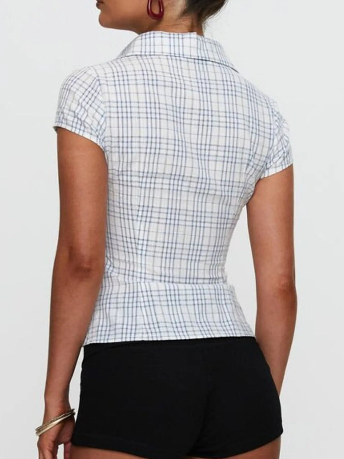 plaid short sleeve button-up shirt - size reference