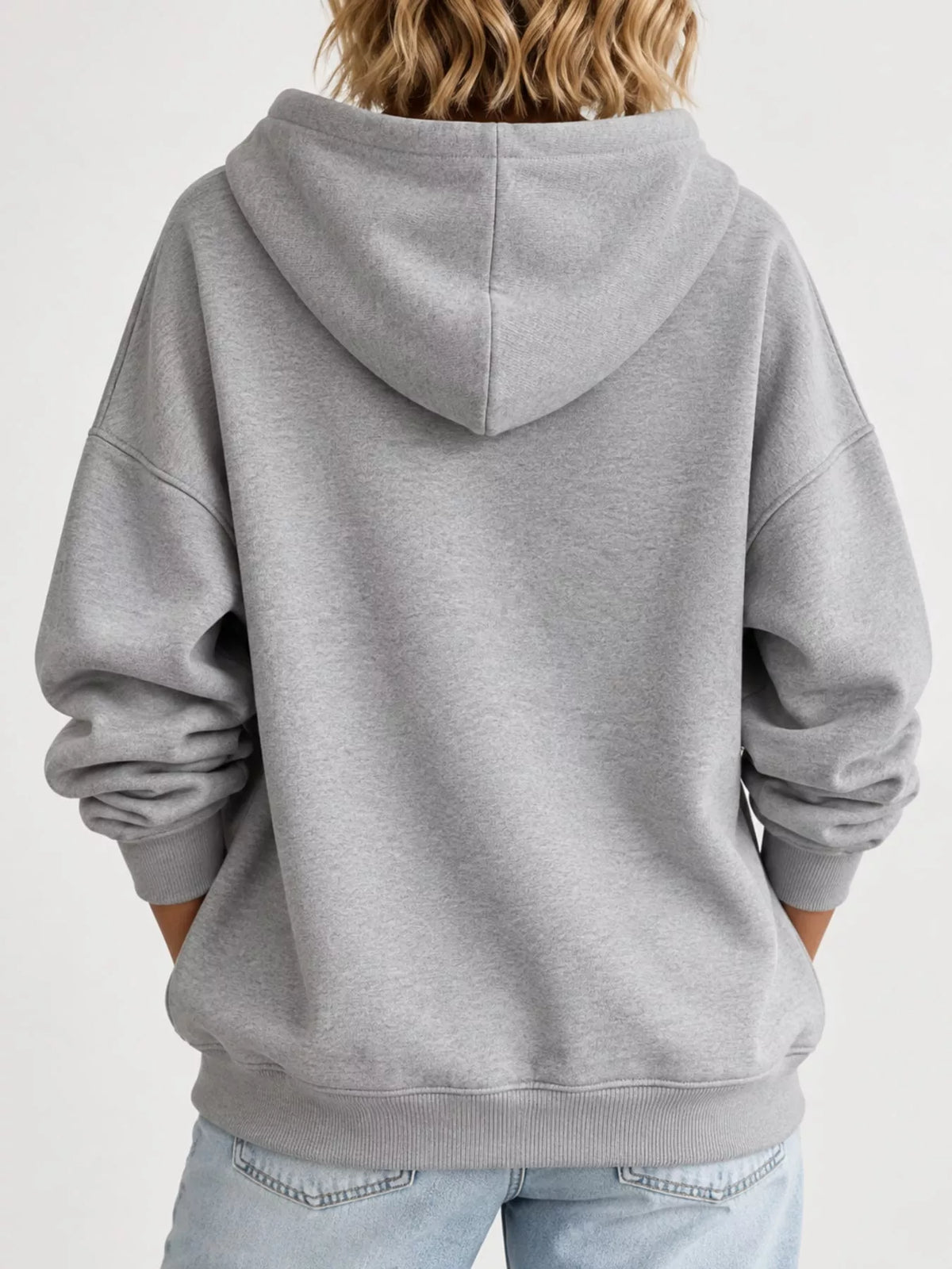 drawstring dropped shoulder hoodie | dropsona - neutral - size reference